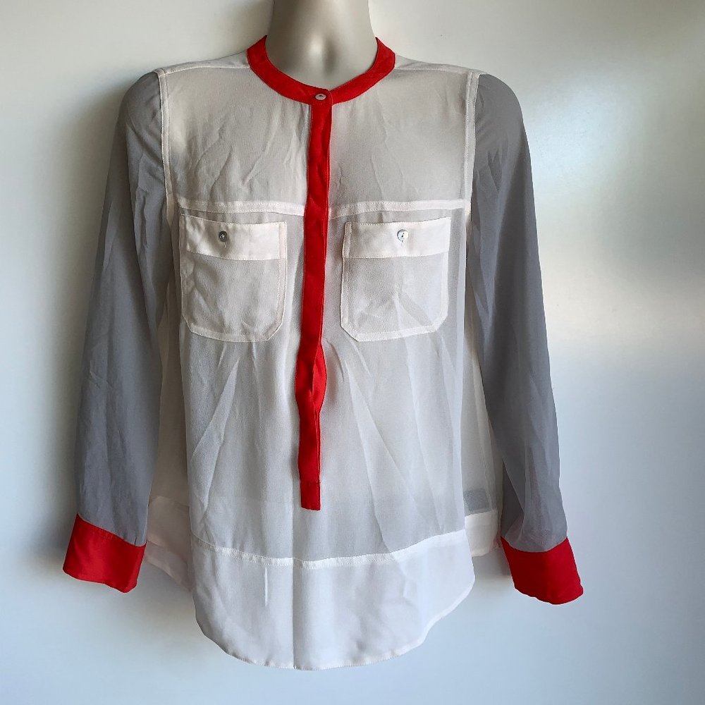 SANCTUARY Clothing Ivory Semi-Sheer Long Sleeve Blouse Size Medium